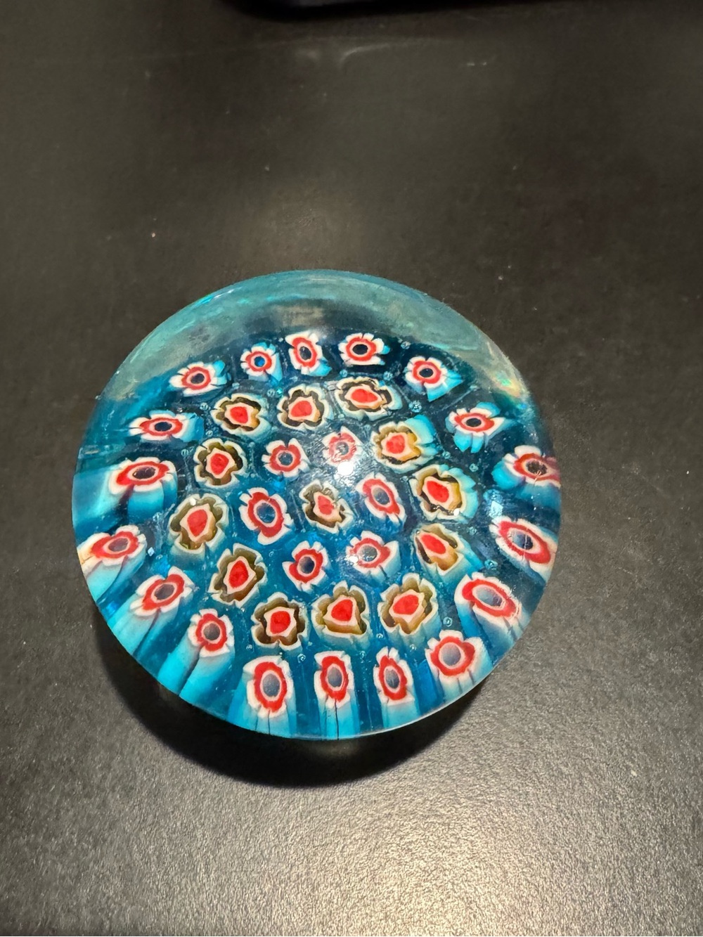 Vintage Murano-style millefiori art glass paperweight multicolor 2 inches